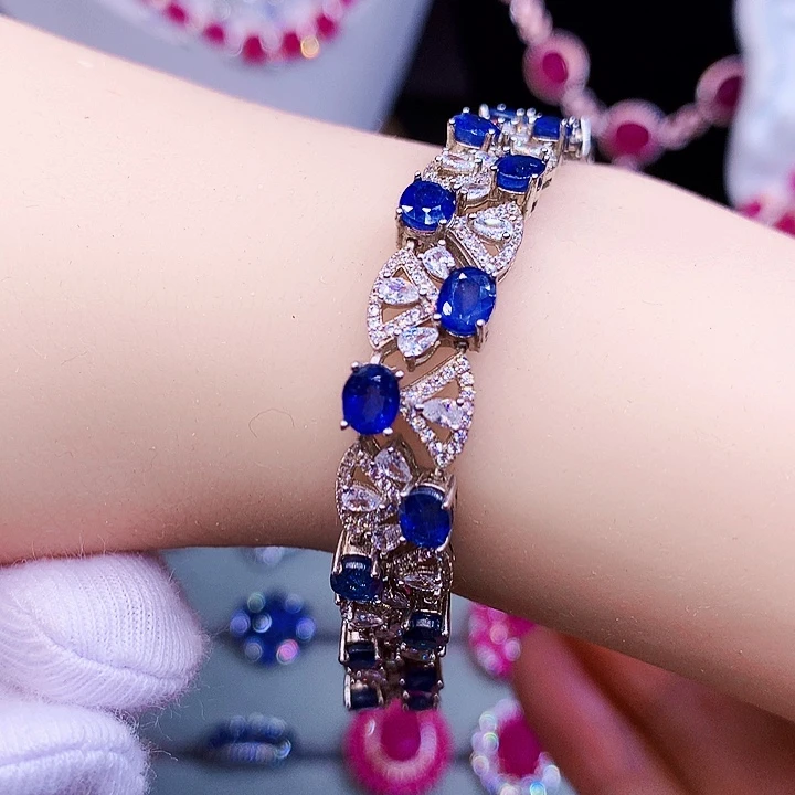 手链银S925镶嵌蓝宝石