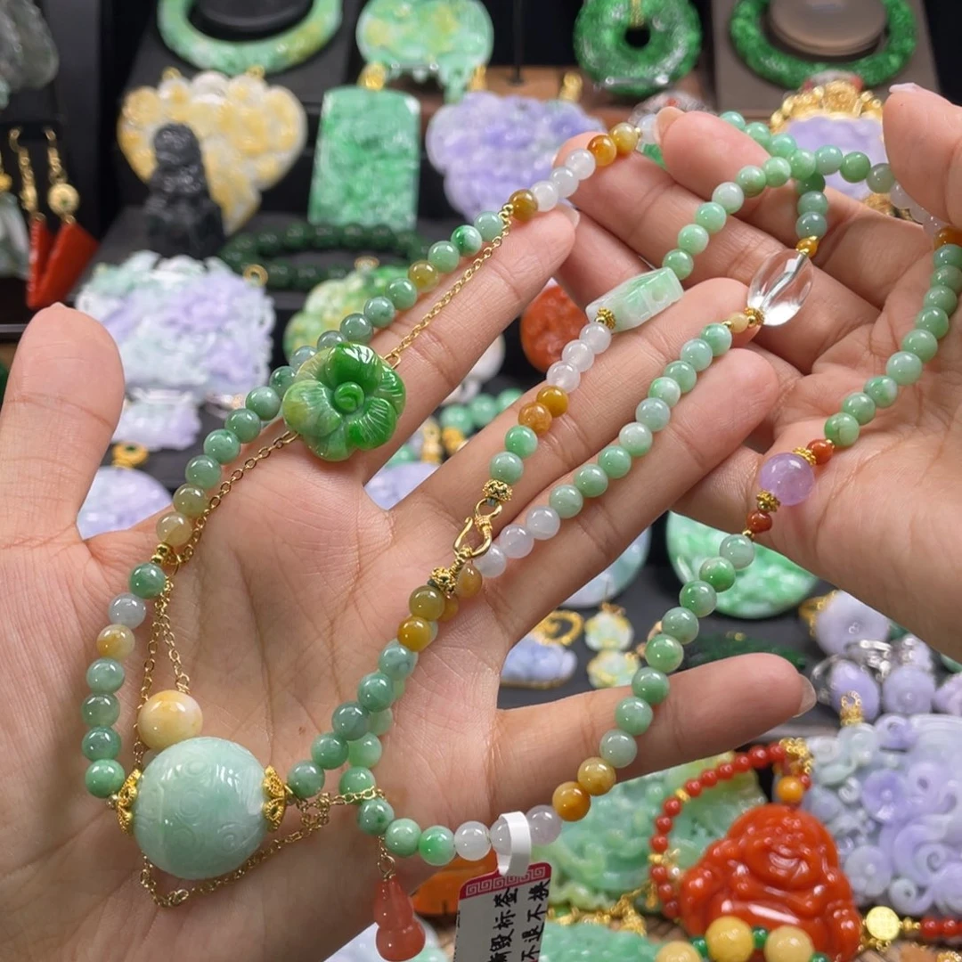 翡翠未镶嵌颈饰代编织