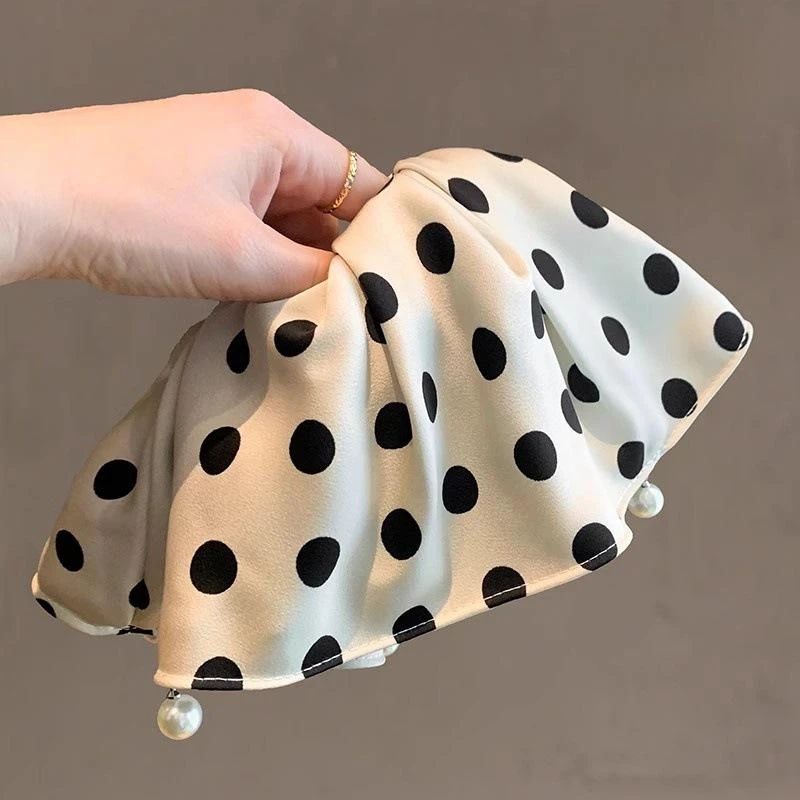 气质日韩浪漫纯色缎面撞色波点大肠圈2025时尚珍珠吊坠发圈发绳女