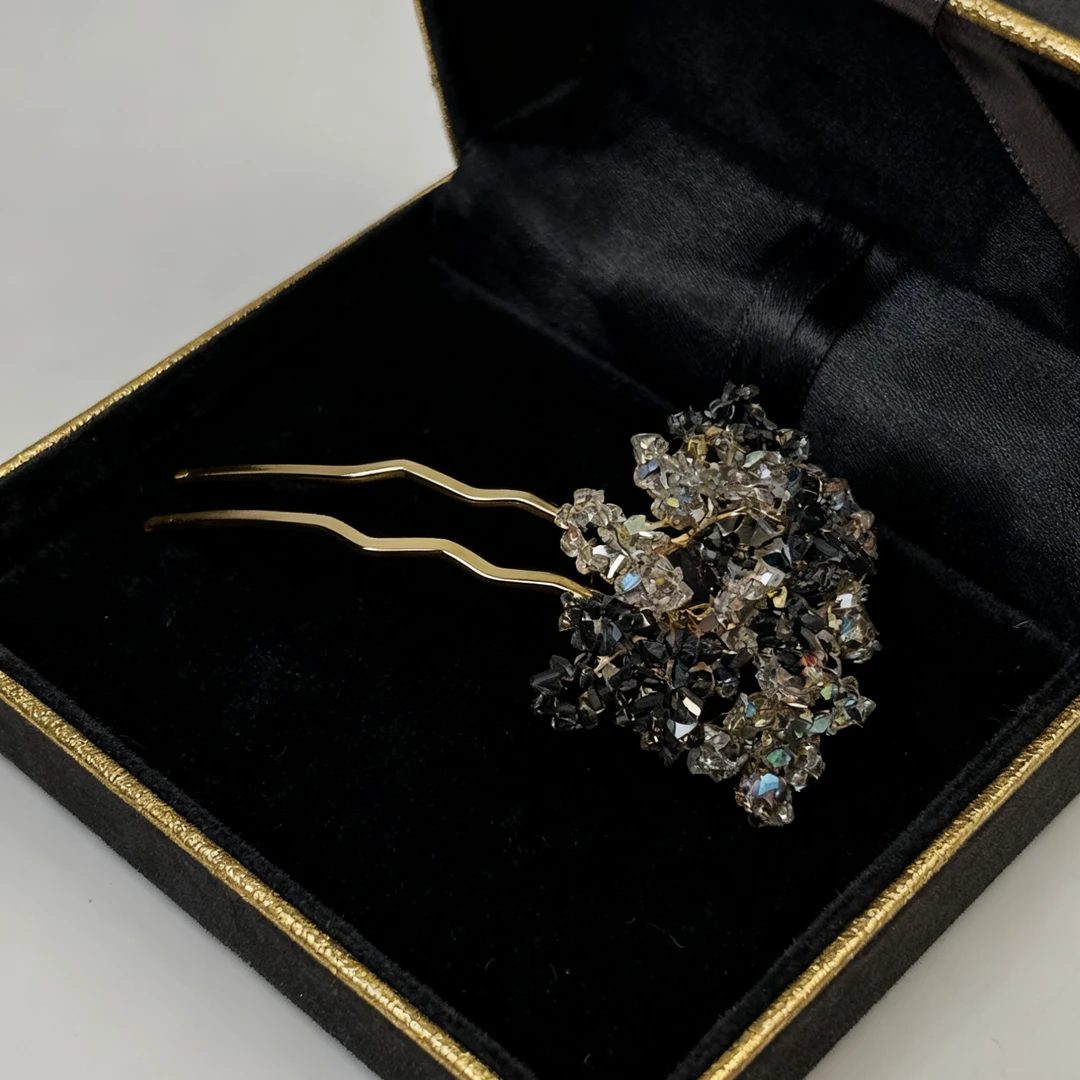 A8320编号紫莹轻奢发饰蝴蝶结发饰叉梳