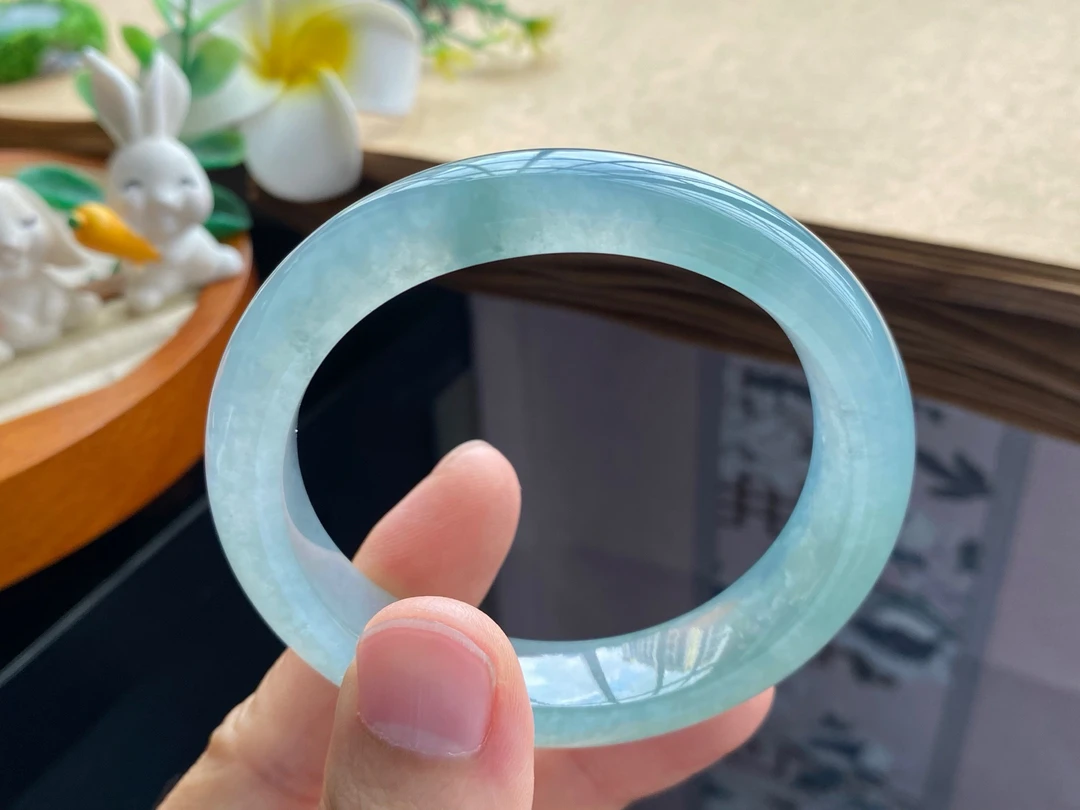 12.21批12112号手镯54.2-47.2-13-8.1冰油青贵妃！适合正圈52.2的