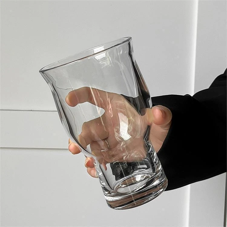 ins风网红宽口玻璃杯果汁杯冰美式咖啡杯啤酒杯饮料杯气泡水杯