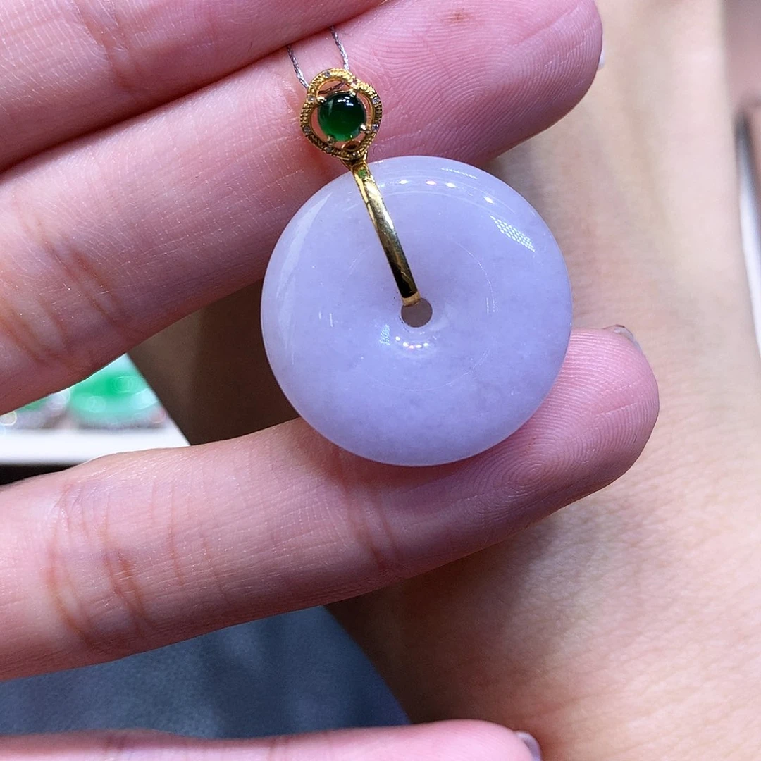 吊坠(不含链)18K金镶嵌翡翠翡翠吊坠