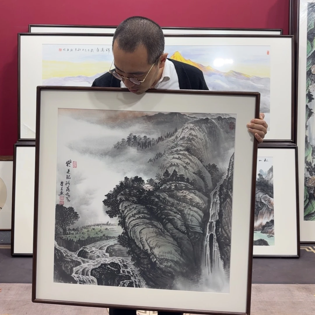 国画手绘作品带框80/80