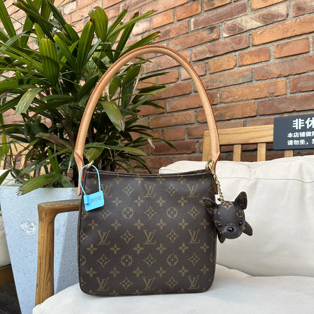 修复品 LouisVuitton/路易威登LV中古老花翻盖包looping