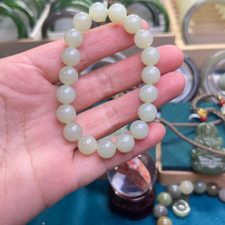 和田玉手链未镶嵌晴水卡10