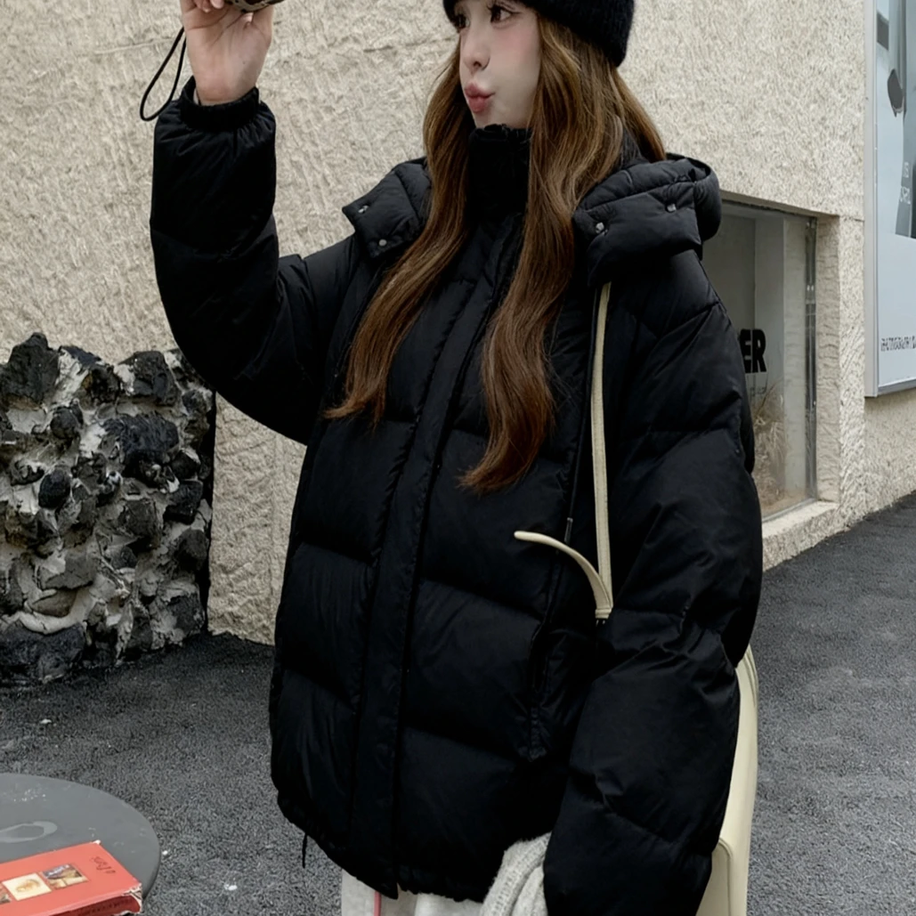 韩版女装保暖连帽石墨烯蓄热百搭时尚羽绒服