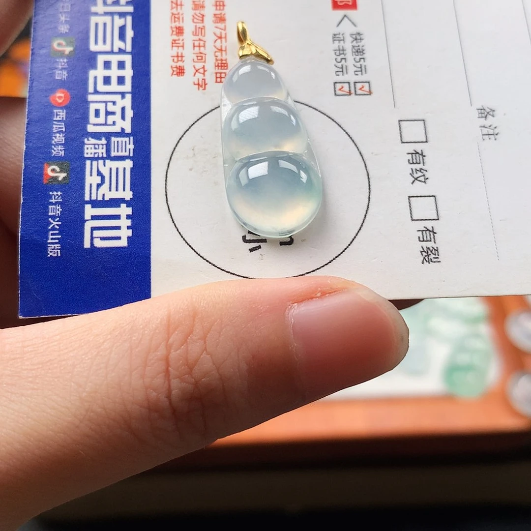 项链18K金镶嵌翡翠豆子