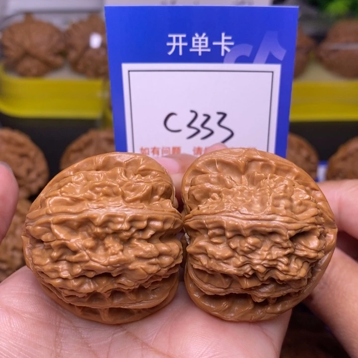 文玩核桃把件41三角白c333