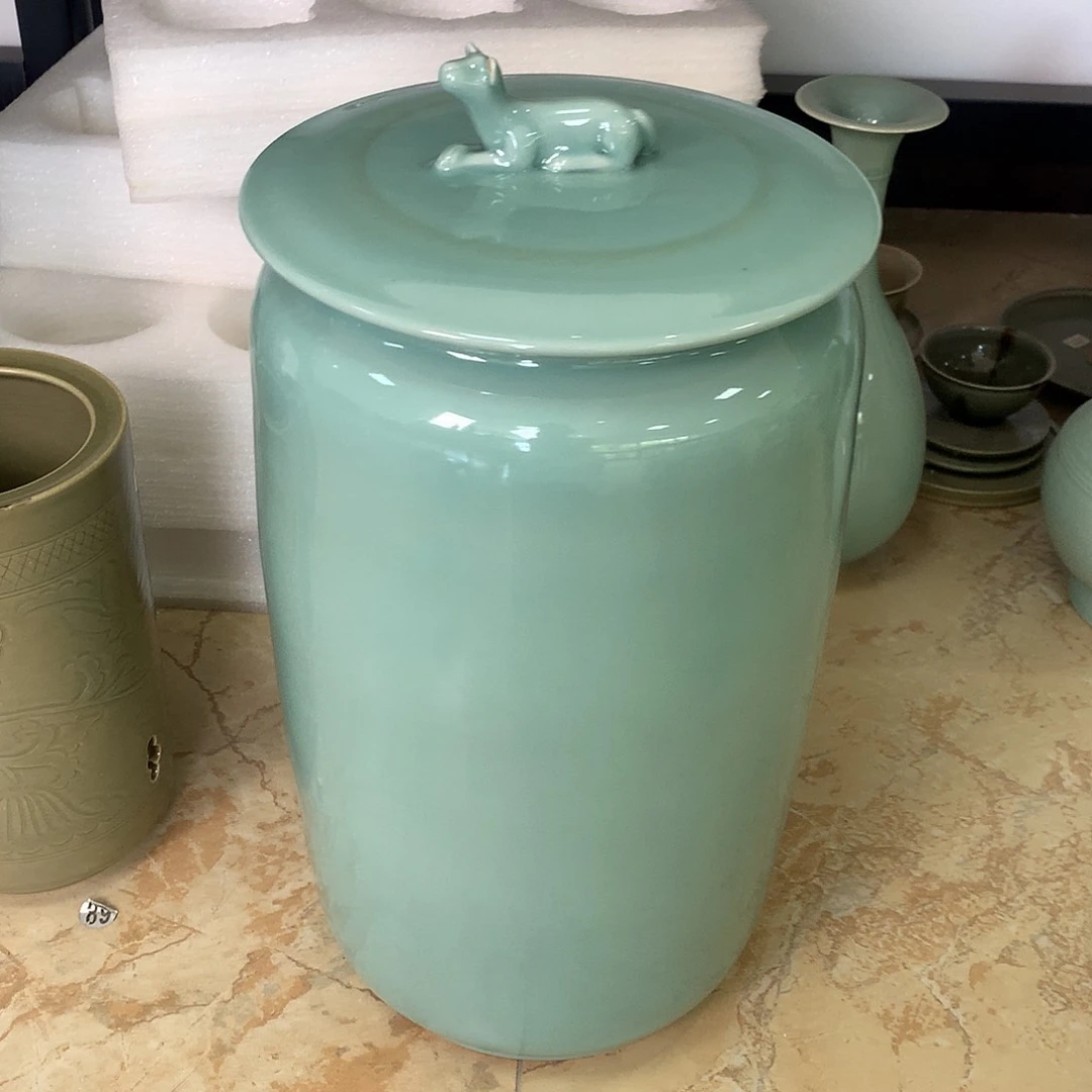 勤*龙窑柴烧青瓷茶叶罐