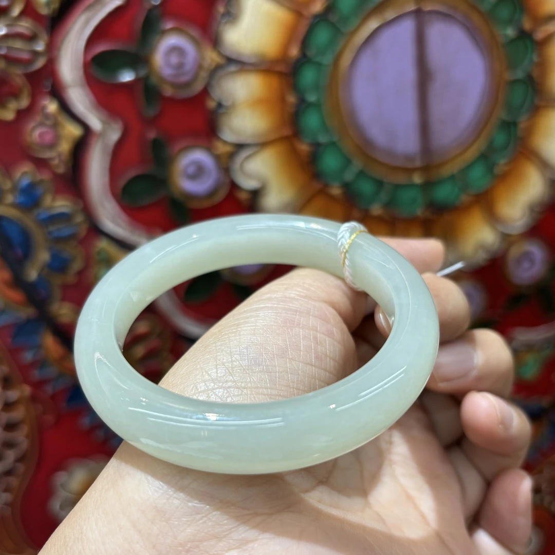 112921wt 和田玉青海料晴水手镯52.5圈口46.92g