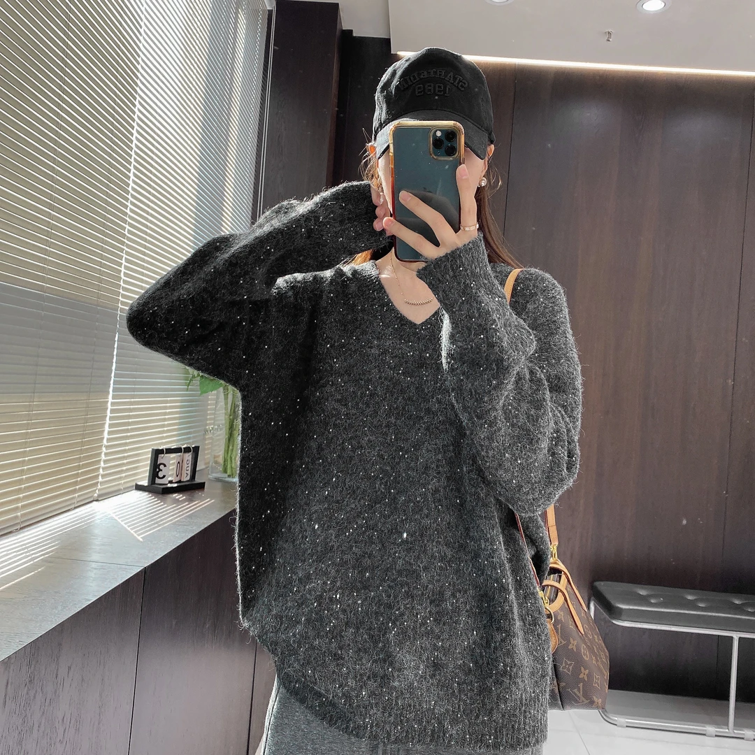 IMFLY金小金自制 针织衫DYW8238星空毛衣女秋冬季时髦套头连帽衫