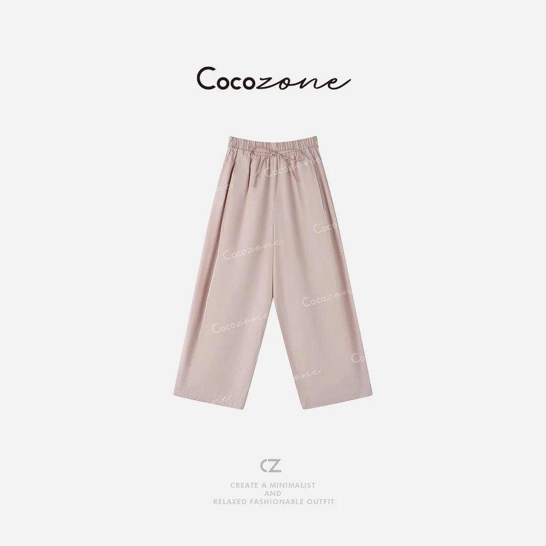 COCO ZONE 刘一一100棉抽绳阔腿裤宽松运动休闲长裤ACD1A0590