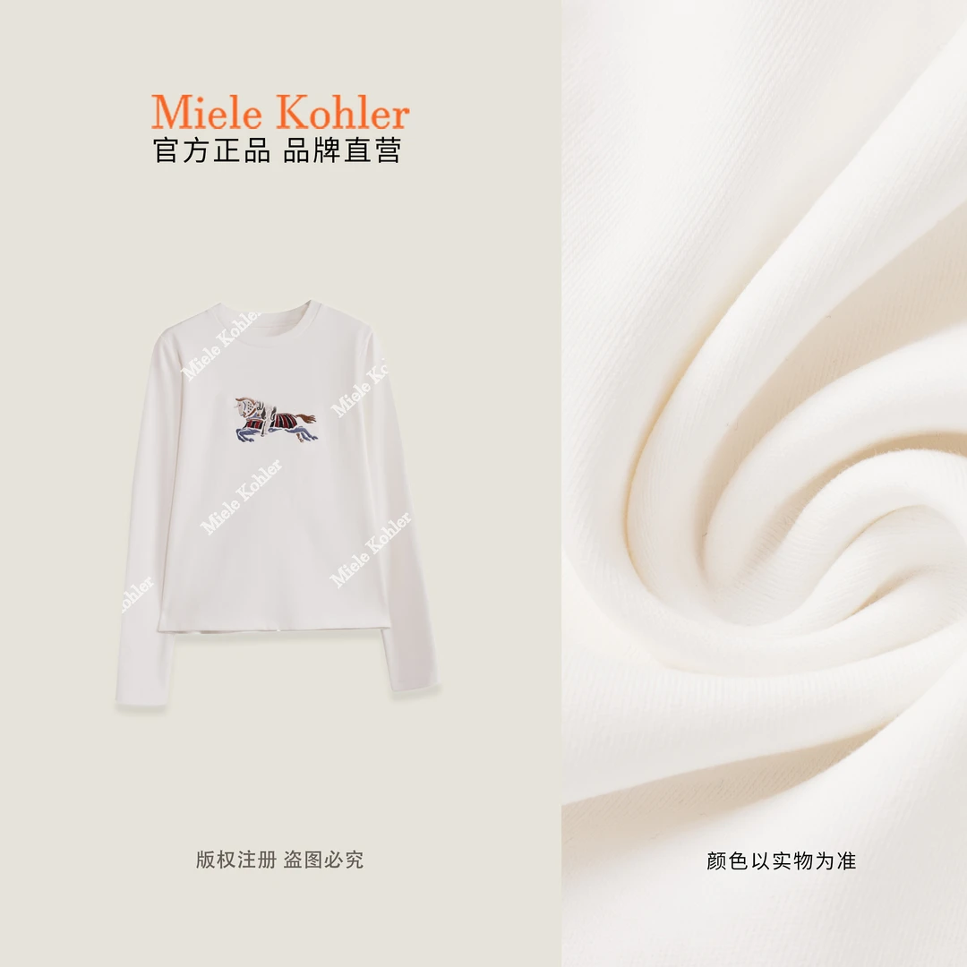 【元气主义】秋冬新款重工刺绣女长袖T恤MKAQ81744【澳门小源同款】