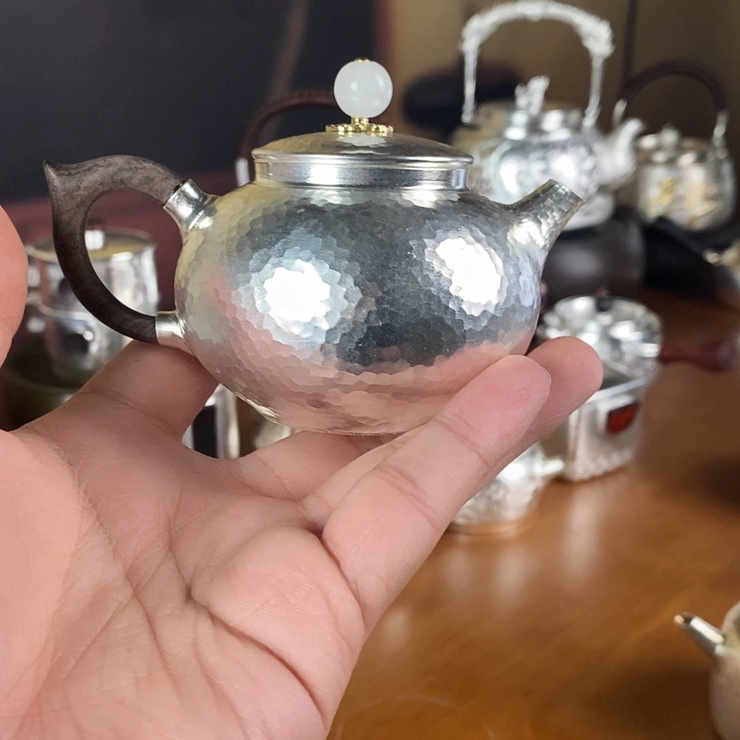 鲧***游手工制作茶壶银衣壶