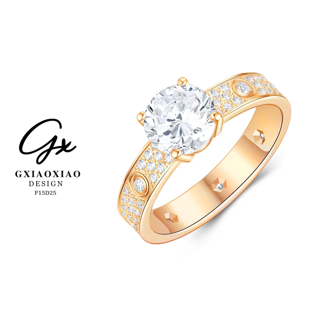 925银 镀K金 【璀璨星钻】气质时尚经典满天星戒指 F15D25