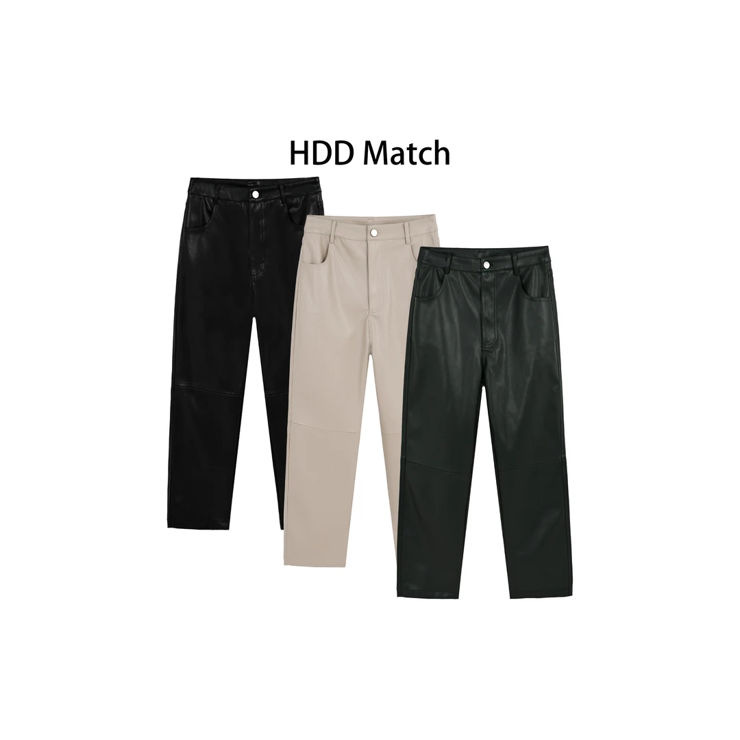 HDD- "意式乐章" 秋冬女款意式修身显瘦九分皮裤休闲裤 Y9139