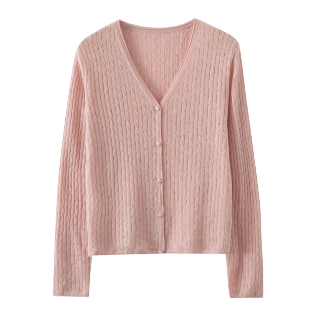 【一眼心动】纯手工包扣！春夏精纺桑蚕丝+羊绒小绞花轻薄开衫