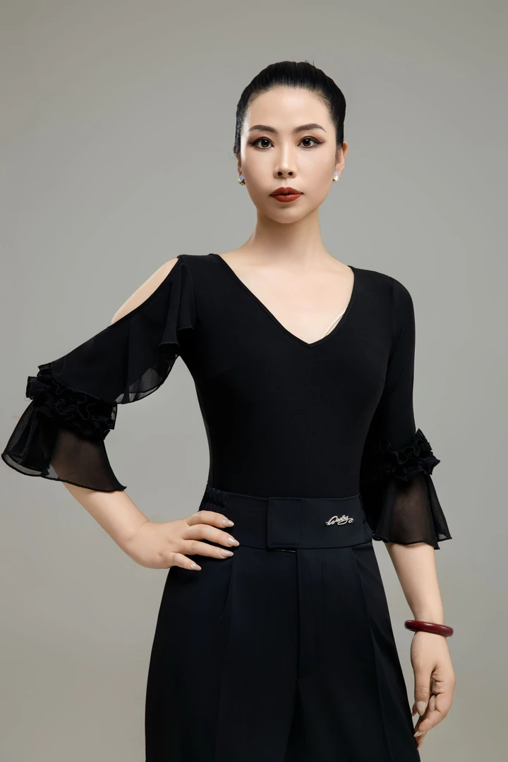 《南岸李强老师专属》薇葶丹斯 新款摩登舞拉丁舞练功服上衣WTML034