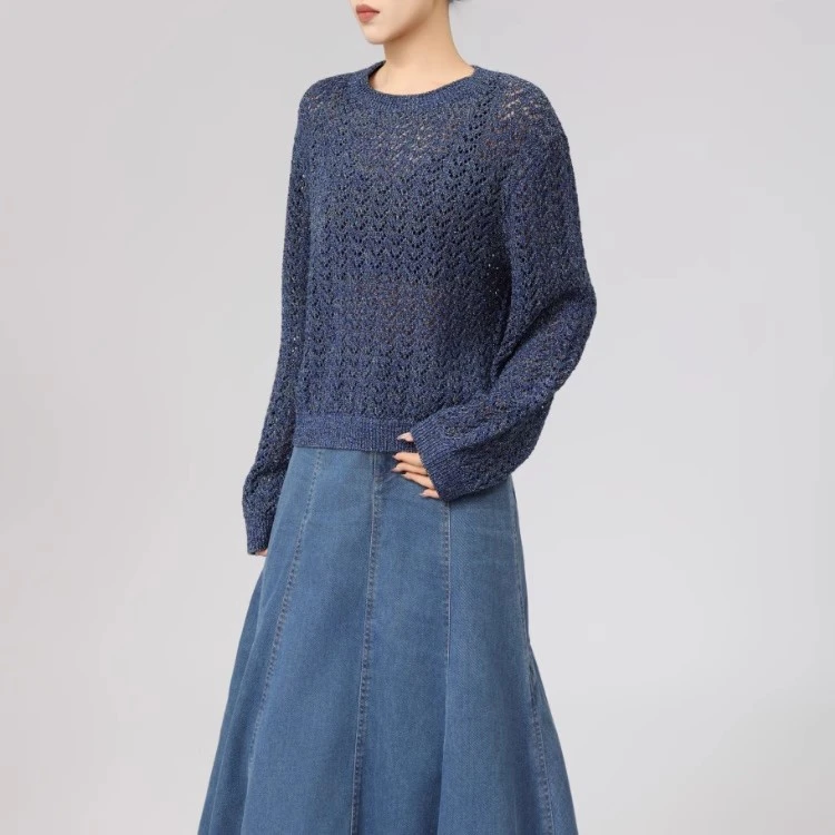 AMASS/阿玛施温柔气质闪葱设计长袖圆领针织衫5399693
