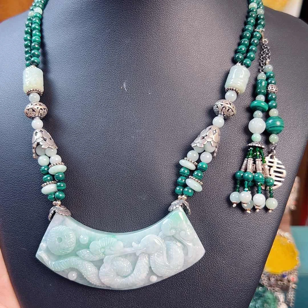 翡翠未镶嵌套链项链