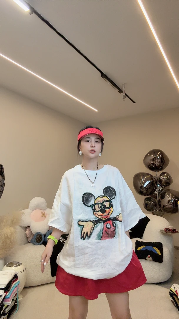 8937夏季新款短袖休闲风印花常规款圆领T恤韩版时尚复古