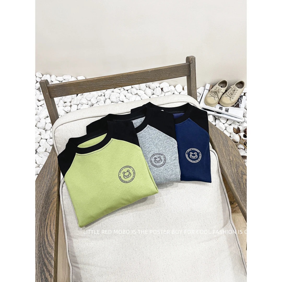 【现现】童装男儿童百搭插肩袖T恤2025春秋新款上衣MMY831348