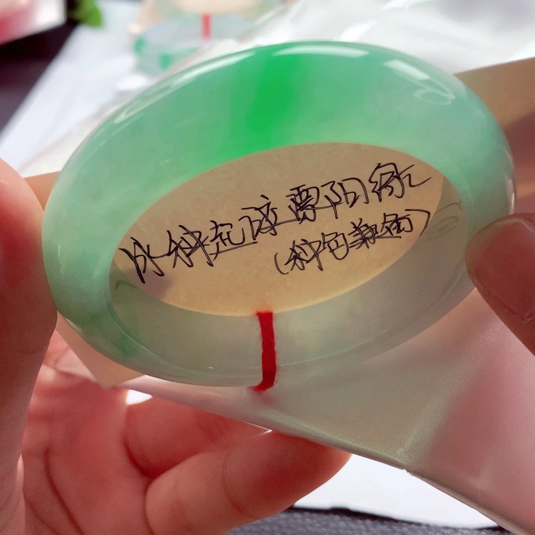 水***草翡翠未镶嵌手镯师妹冰胶满翠色正阳绿