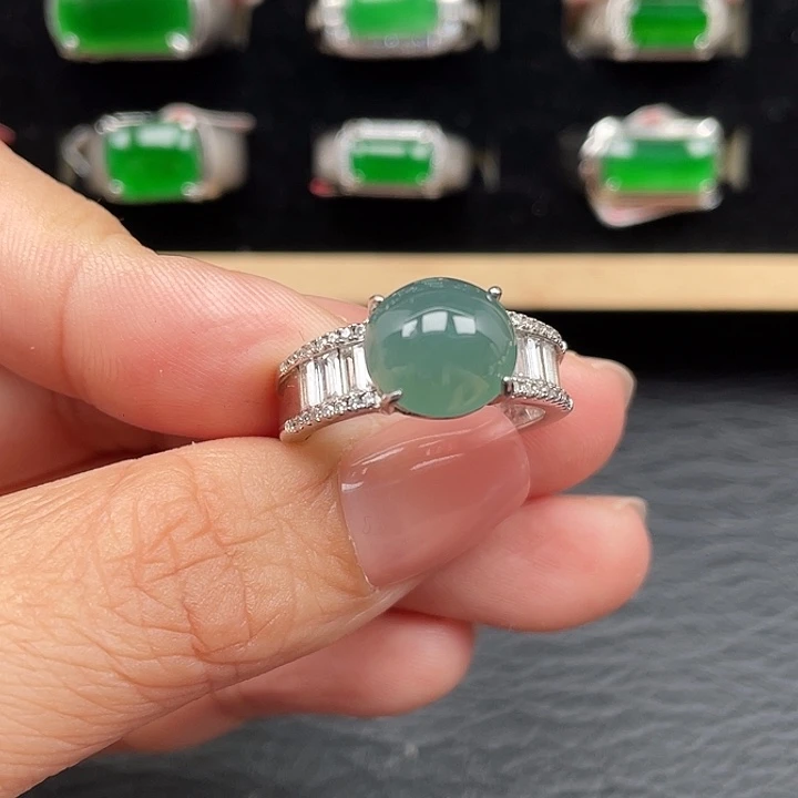 翡翠银S925镶嵌戒指编号3682没运费险