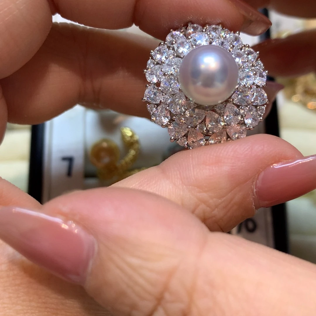 海水珍珠戒指银S925镶嵌