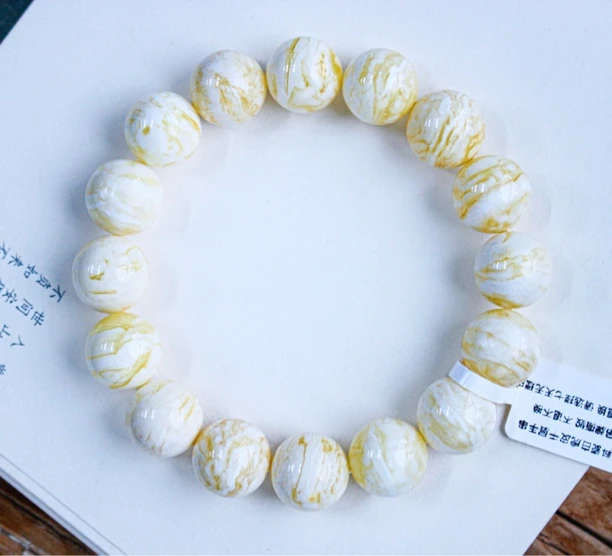 同料13.5m极致俄料瓷白顺纹虎皮千层雪蜜蜡手串 22.56克 收藏级