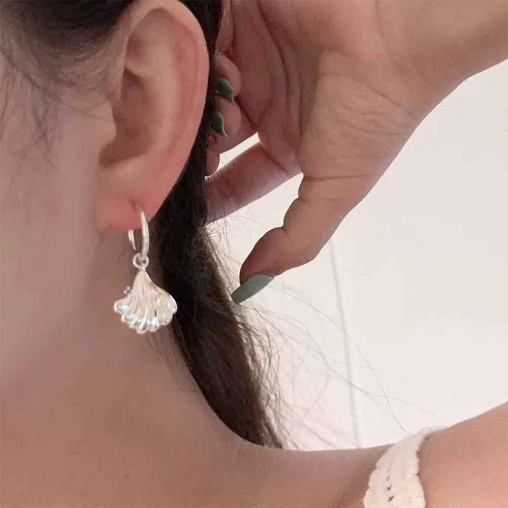 铜合金耳饰 设计感海星贝壳不对称简约百搭时尚耳环耳饰N3016