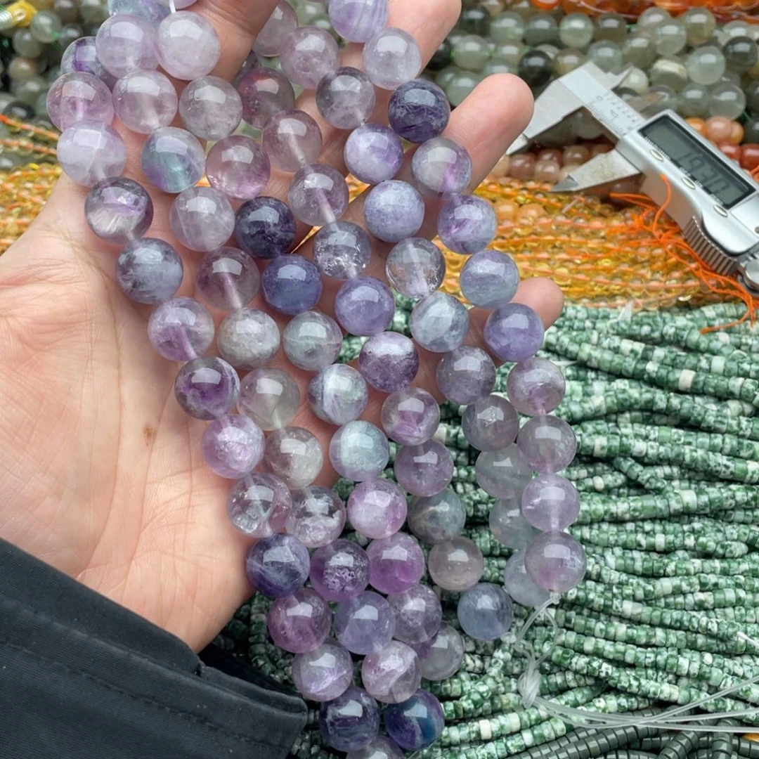 玛瑙/玉髓珠宝半成品未镶嵌一条装13.8mm左右春彩莹石圆珠