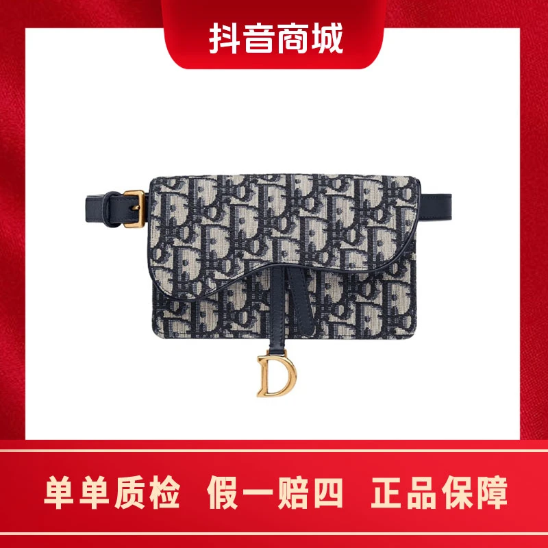 99新 DIOR/迪奥 经典蓝色腰包 woc老花 女士单肩包dior
