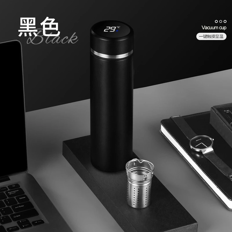 智能测温保温杯316食品级不锈钢水杯商务茶水分离高档礼品刻logo