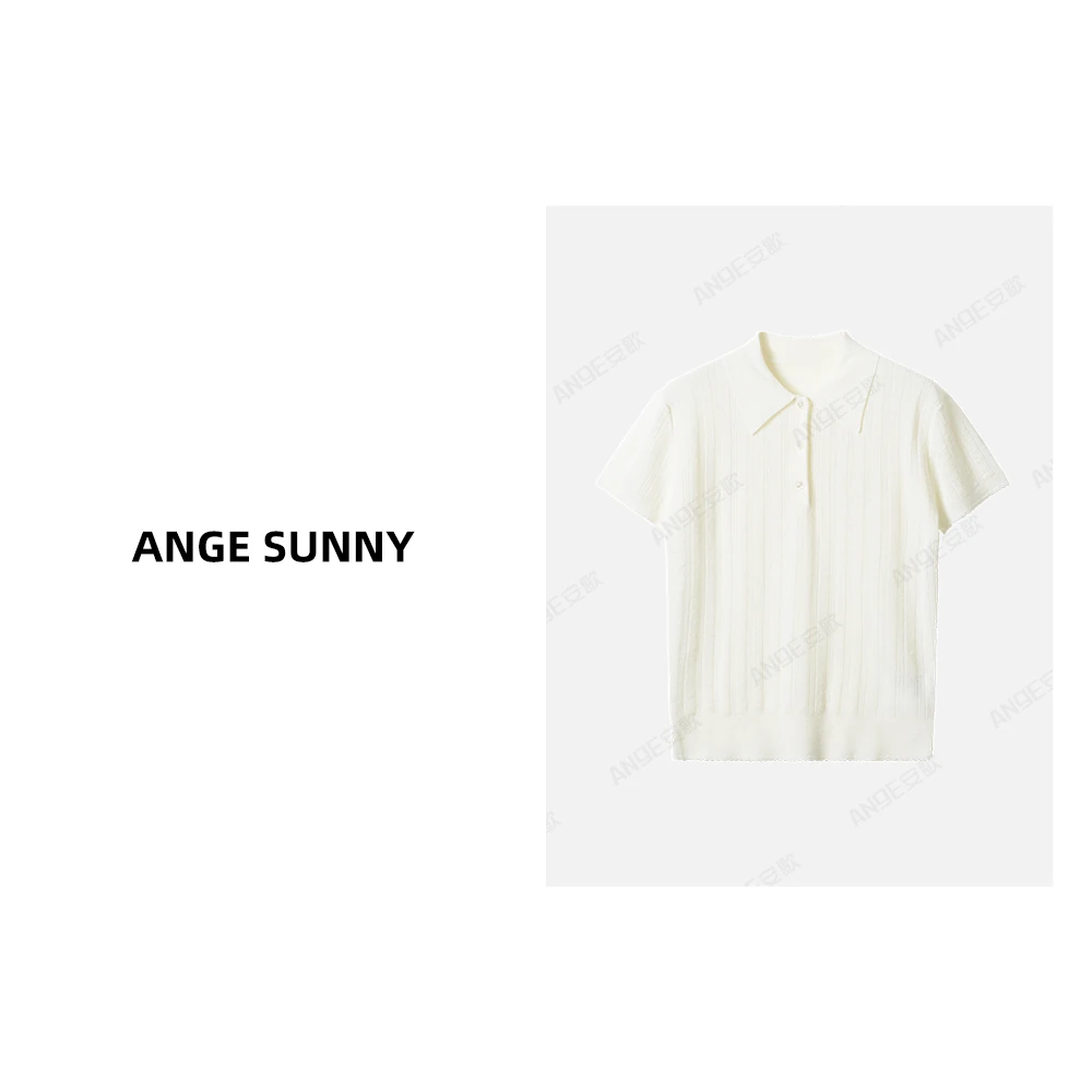 ANGE SUNNY【徽标 羊毛POLO衫】休闲百搭 字母翻领针织衫