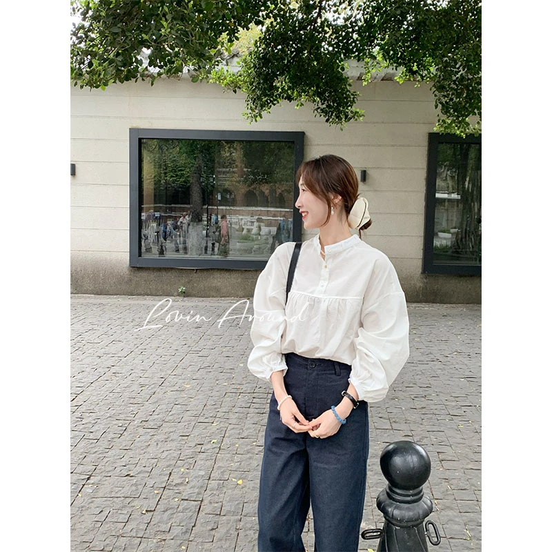 Lovin Around【新境】东大门韩版休闲百搭显瘦设计净版白色衬衫