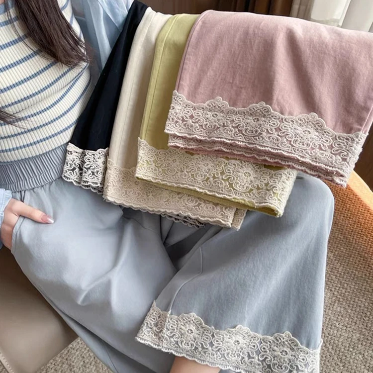 R111#2.21 孕妇新款2025直筒显瘦春夏款抽绳孕妇百搭休闲蕾丝边阔