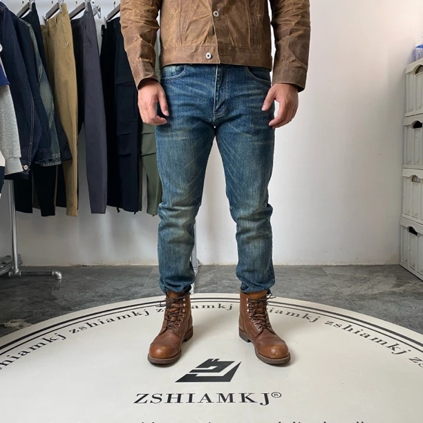 新品男士水洗复古牛仔裤修身显瘦百搭长裤厚款牛仔裤小脚直筒 562