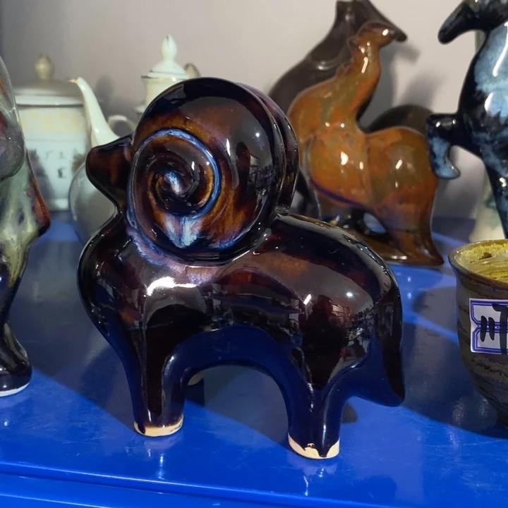 天***家瓷片七厂窑变山羊