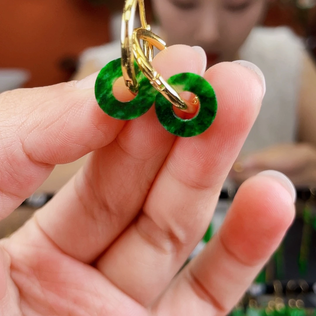 翡翠未镶嵌耳饰饰品