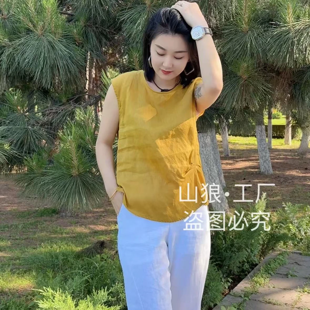 夏季新款777亚麻无袖上衣