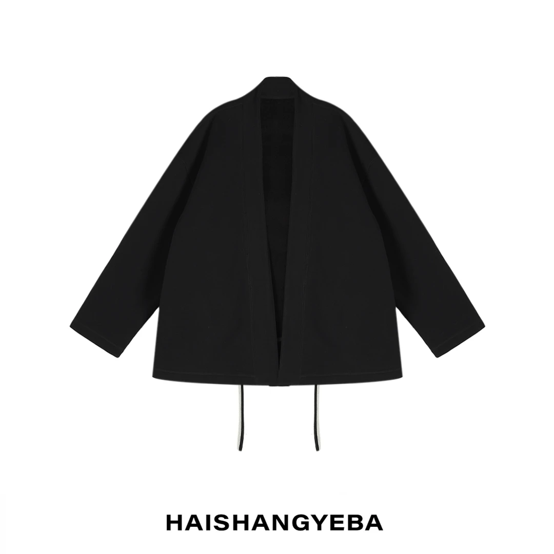 【海上叶爸】新款2025秋冬百搭棉男女同款纯色宽松休闲长袖无扣外套