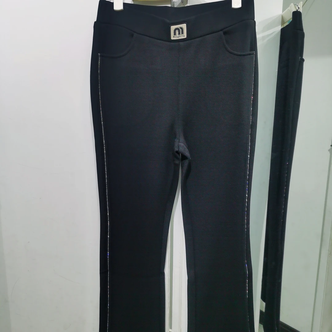 加绒亲肤时尚潮流舒服微喇叭裤中高腰有弹力