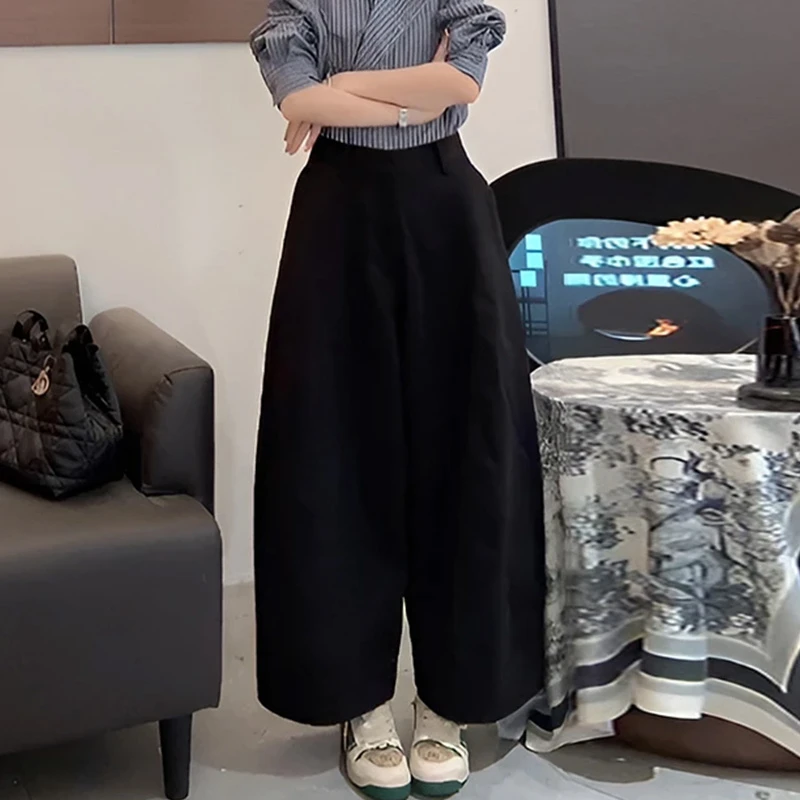 2025秋季韩版洋气阔腿裤女高腰简约气球裤百搭显瘦休闲裤