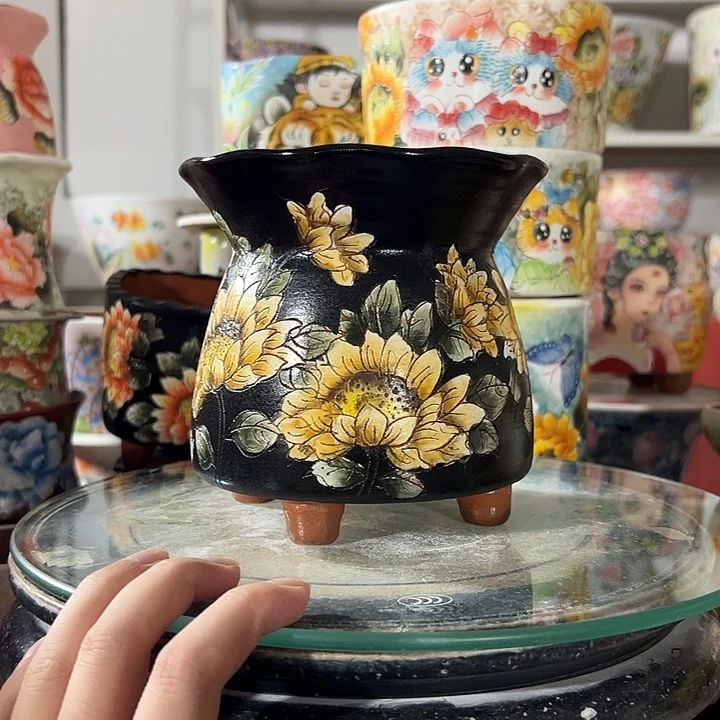 景德镇手绘花盆里面的高级盆