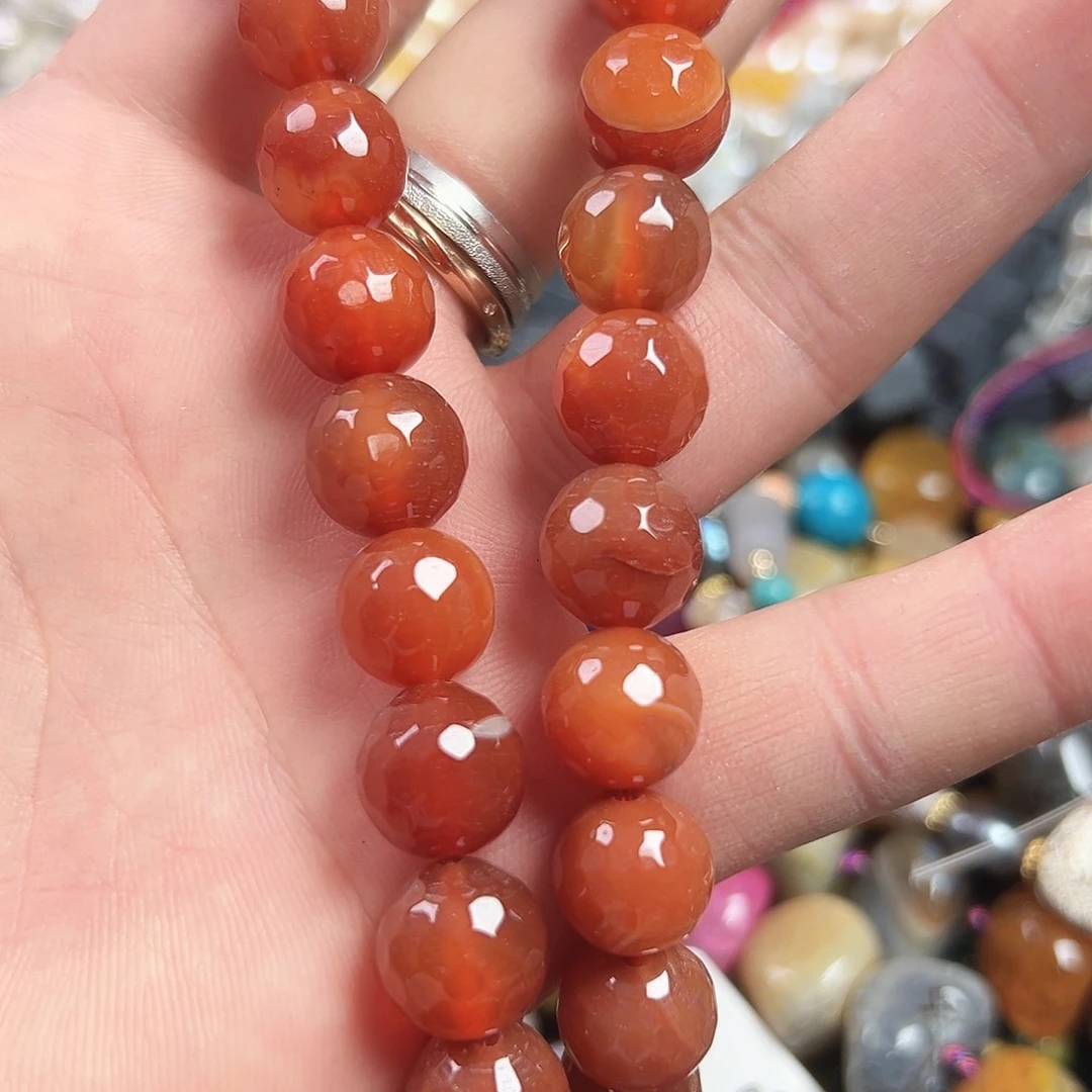 玛瑙/玉髓合金珠宝半成品A602，切面红玛瑙一条12mm