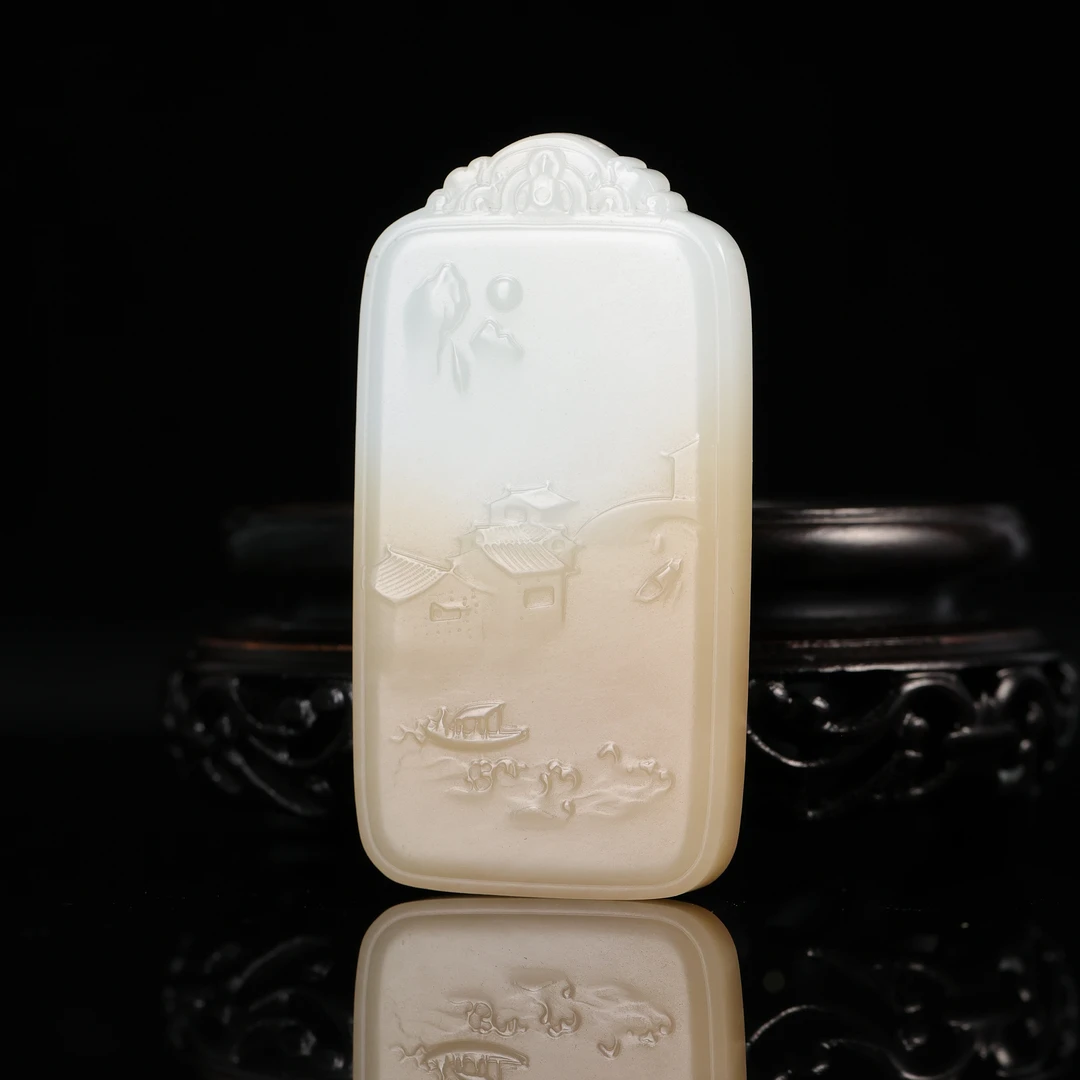 rl和田玉糖白玉山水牌2509020493