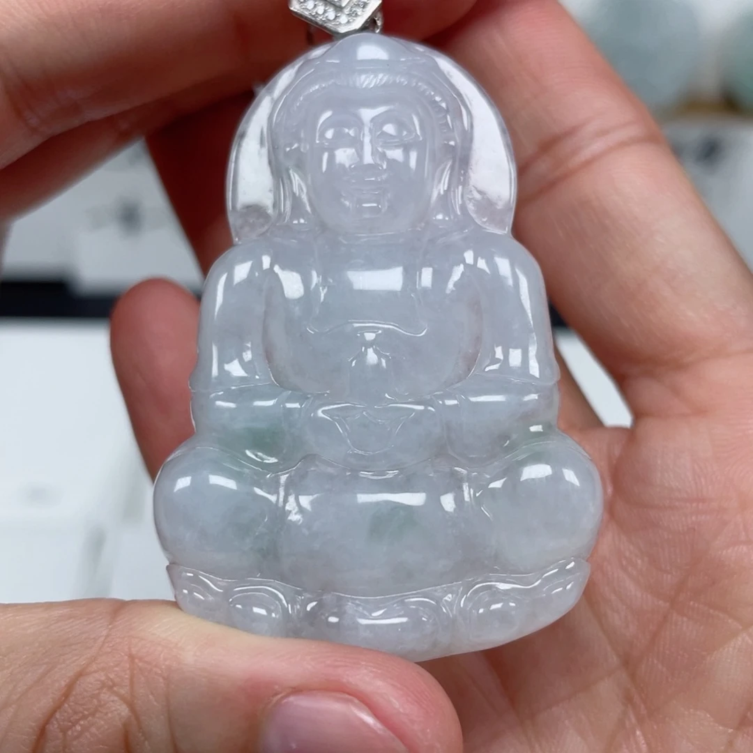 翡翠颈饰未镶嵌天然翡翠A货观音31号