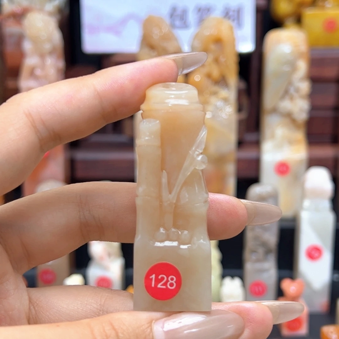 渔***子昌化石印石手工制作